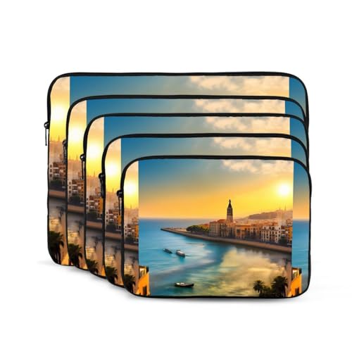 Sunset in Barcelona Laptop Sleeve Case 12 Inch Suitable for Notebook Computer Tablet Traveling Carrying Simple Case2