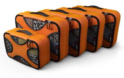 Shacke 6 Set Packing Cubes for Travel Lightweight Luggage Organizer (Mandarin Orange)