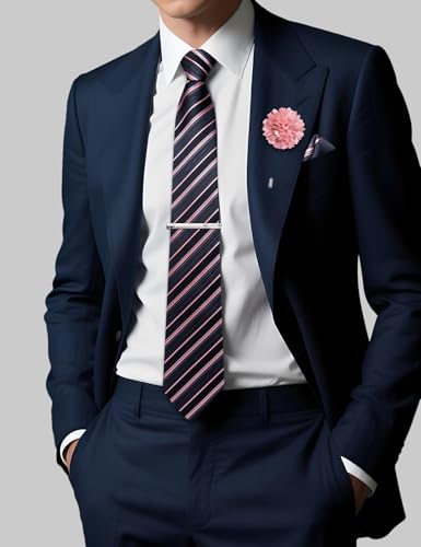 Image of DiBanGu Silk Zipper Ties for Men, Formal Pre-tied Necktie | Adjustable Tie,6PCS,Various Design Styles,Jacquard Woven,Skin-friendly,Practical Gift,Great for Wedding Party,Business Formal