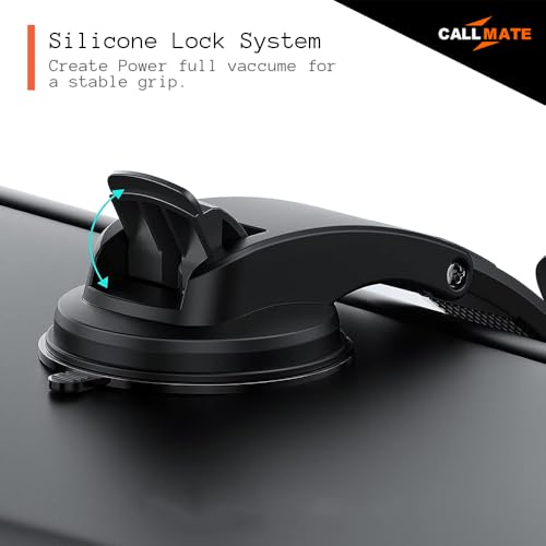 Image of Callmate Car Mobile Holder for Dashboard & Windshield, Silicone Lock System with Long Neck, Powerful Suction Grip, Easy Installation & Release (Black, 360 Rotation)