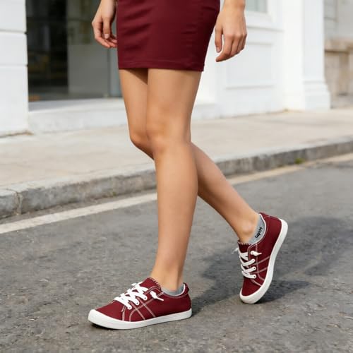 Image of Womens Slip On Shoes, Canvas Low Top Sneakers, Casual Classic Flat Shoes | Comfort Fashion Sneaker with Non Slip Rubber Outsole, Lightweight Tennis Shoes for Walking, Shopping, Picnic, Travel