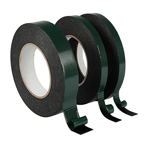 GODLOVEM 30m Foam Tape Black Double Sided Adhesive Sponge Tape Car Number Plate Sticky Tape, 12mm and 25mm Wide, 10m Each Roll Cover