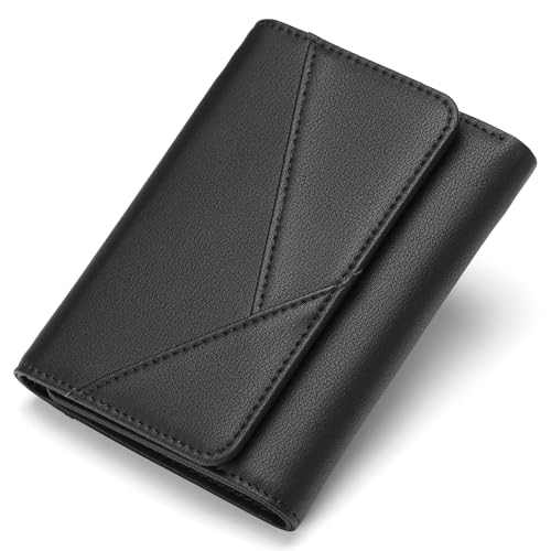 GAEKEAO Small Wallets for Women Leather RFID Blocking Trifold Ladies Wallets Credit Card Holder with Zipper Coin Pocket