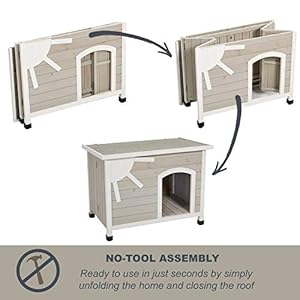 Midwest homes for pets eilio folding outdoor wood dog house no tools required for assembly | dog house ideal for small dog breeds beige 12ewdh s   cucciolini doodles
