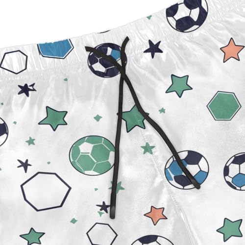 Men's Swim Trunks Size S Soccer Mural with Mesh Lining Soft Breathable Quick Dry Beach Shorts Pure White4