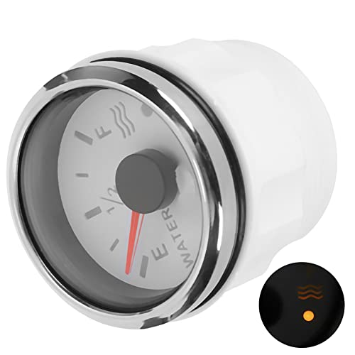 Medidor del tanque de agua | Medidores de nivel de agua de 52 mm/2 pulgadas 9‑30 V Alarma inteligente para barco marino RV 0‑190ohm Sensor europeo(Blanco)