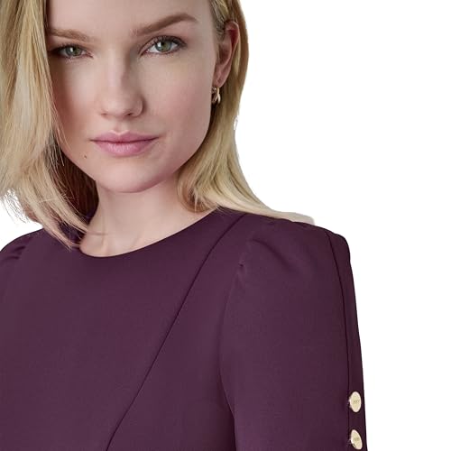 Image of DKNY Women's Short Tulip Sleeve Sheath Dress with Button Detail