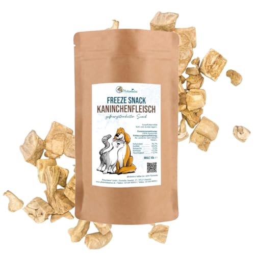 Pfotenliebe® gefriergetrocknetes Kaninchenfleisch, Snacks für Katzen & Hunde, 40g, gesunder Snack mit besonders viel B-Vitaminen und Eisen
