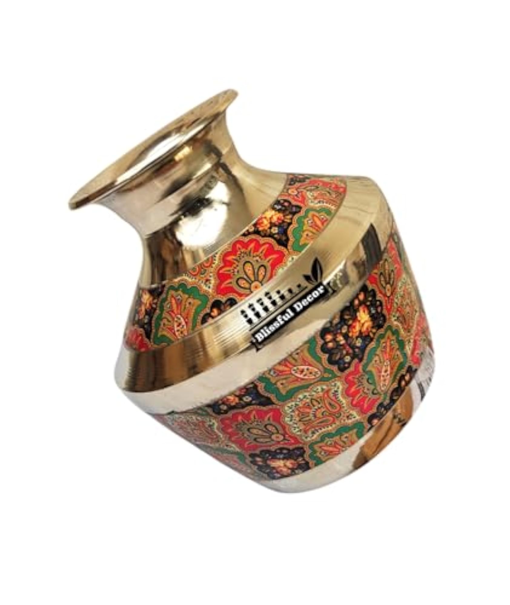Pure Brass Kalash with Meena Work for Pooja