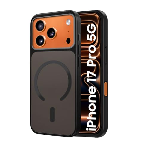 Image of CEDO Magnetic Cover for iPhone 17 Pro | Compatible with MagSafe Wireless Charging | Matte Black Case Designed with Magnetic Lock Shockproof Edge Protection Backcover (Translucent Black)