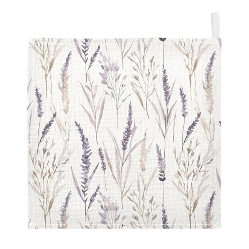 Image of vvfelixl Baby Muslin Washcloths Purple Lavender Baby Burp Cloths Cotton Babys Face Towel for Infants Soft 11.8 X 11.8 in, 3 Pack