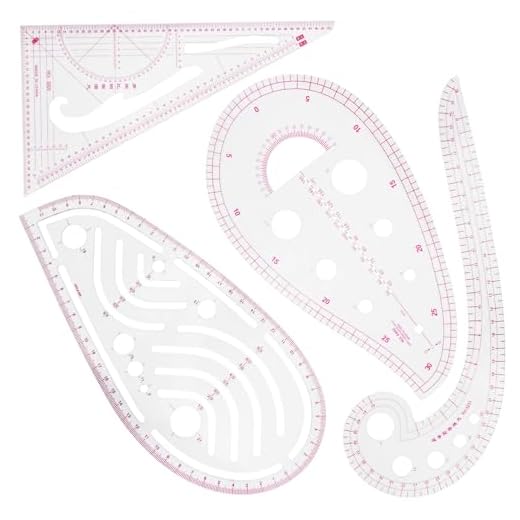 Baxcdyswe 4 Piezas Reglas de Costura Patronaje, Reglas de Costura, Regla Métrica Francesa de Curva para Confección Herramientas, Diseño de Patrones, Medida para Coser, Patrón Diseño Dibujo Plantillas