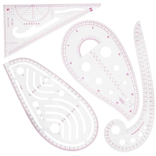 Baxcdyswe 4 Piezas Reglas de Costura Patronaje, Reglas de Costura, Regla Métrica Francesa de Curva para Confección Herramientas, Diseño de Patrones, Medida para Coser, Patrón Diseño Dibujo Plantillas