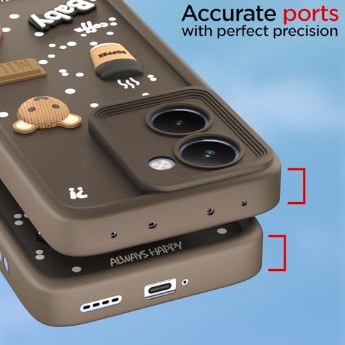 Image of Pikkme Back Cover for Realme P3 Ultra 5G | 3D Cartoon Silicone Case Cute & Fun Full Protective Bumper Cover (Brown)
