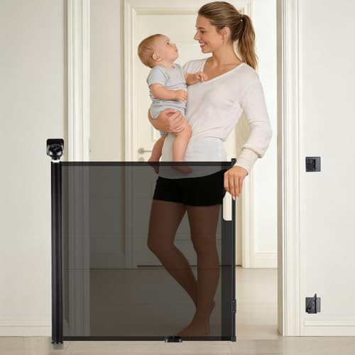 Hathdia Retractable Baby Safety Gate, 33.8" Tall Extends to 55"