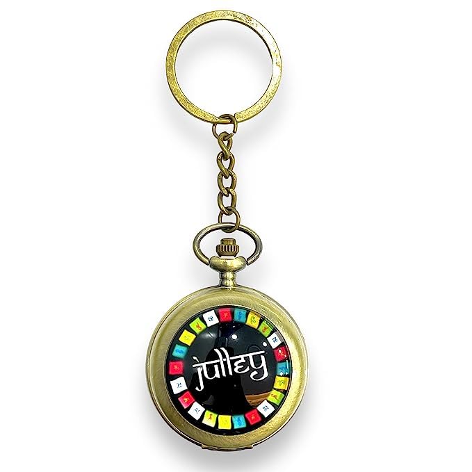 Image of Blue Aura Premium Pocket Watch Metal Keychain Retro Vintage for Gifting with Key Ring Anti-Rust (BA-KWIC-7)
