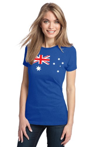 Australia Flag | Cute Aussie, Australian Ladies' T-Shirt-Blue-Large