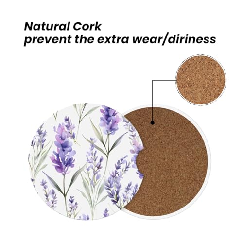 Posavasos para Auto de Cerámica, Floral Morado, 2 Pzas miniatura 6