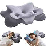 MOONOUU Cervical Memory Foam Pillow with Ear Pockets for Side Sleepers, Piercing Relief Orthopedic Neck Support, Ergonomic Butterfly Bed Pillow for Ear Pain & Earrings, Cooling Pillowcase