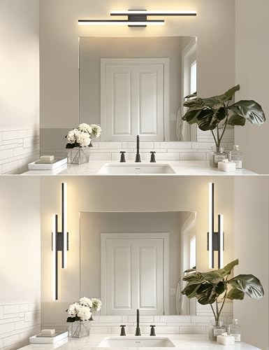 Image of L LOHAS LED Bathroom Vanity Light Bar Over Mirror 3CCT 32Inch Modern Black