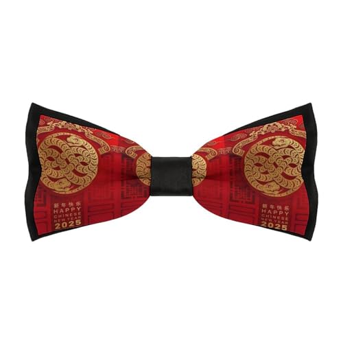 JYYAU Year Of The Snake 2025 Happy Chinese New Year 2025 Bow Tie Adjustable Necktie For Men Business Fashion Pre-tied Tie Neckwear Novelty Accessory For Weddings Party Festival
