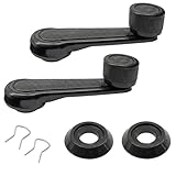 2 Pack Manual Window Crank Handles, Fits 12mm 16-Spline Shaft ONLY, Black Replacement Riser Winder for 1992-1998 Geo Chevy Tracker Suzuki, Automotive Door Parts (Plastic)