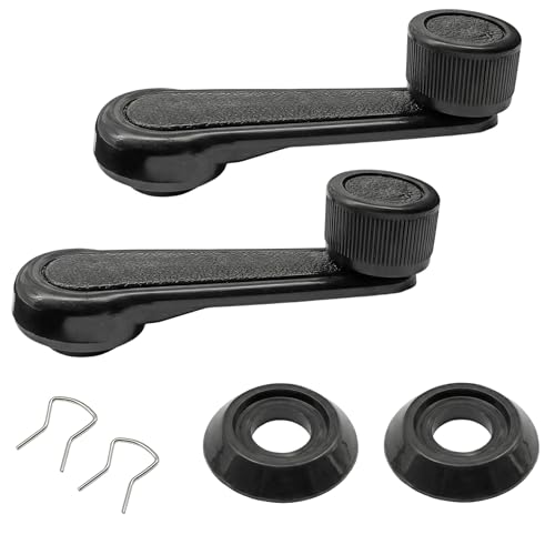 2 Pack Manual Window Crank Handles, Fits 12mm 16-Spline Shaft ONLY, Black Replacement Riser Winder for 1992-1998 Geo Chevy Tracker Suzuki, Automotive Door Parts (Plastic)