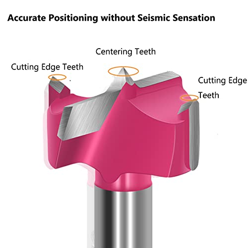 Yusibang Forstner Drill Bits Wood Drill Bit Carbide Steel Woodworking Hole Saw Wood Drilling Cutter Augger Opener Non-Slip Shank For Wood Plywood Solid Wood Boards Mdf 16Mm(5/8") Pink 1 Pcs #TOP2