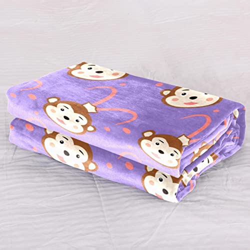 Couverture de lit dessin animé singe violet doux pour garçons filles