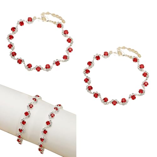 2 exquisite bracelets with red rhinestones, fashionable and cool style jewelry2