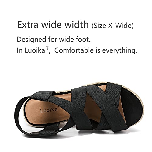 Image of Luoika Women's Wide Width Platform Wedge Sandals