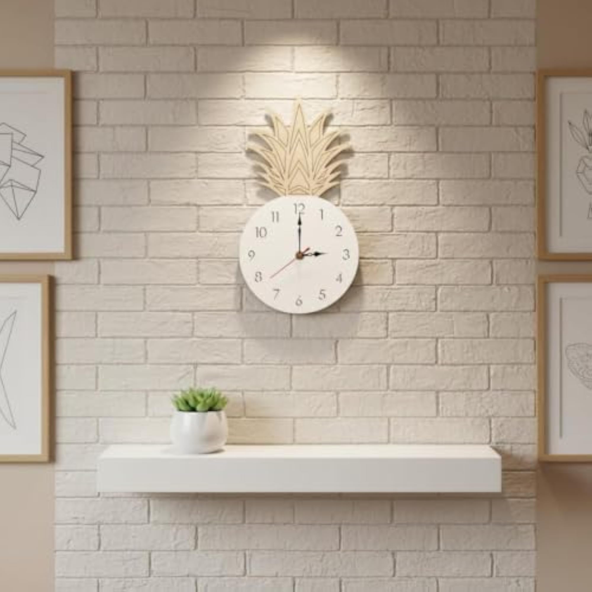 Non-Ticking Pineapple Wall Clock for Kids