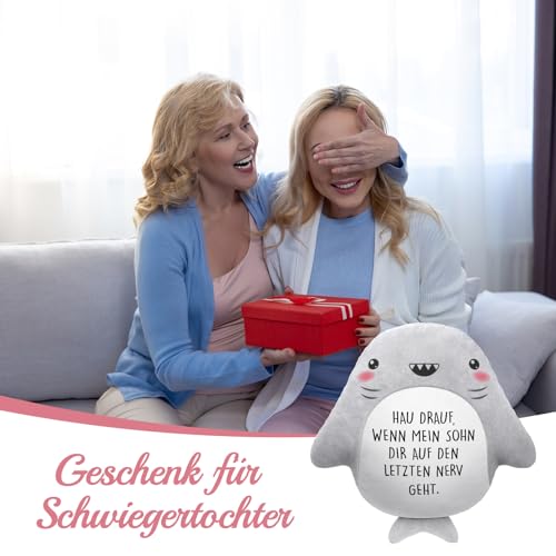 Craftique Lustige Geschenk für Schwiegertochter zum Weihnachten, Hai ZierKissen, Geschenke für Schwiegertochter, Geburtstagsgeschenk