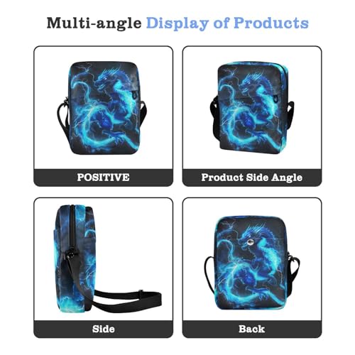 Crossbody Bag Blue Flame Dragon Messenger Bag for Women Men Purse Shoulder Bag Satchel Bag with Adjustable Strap 214B59064