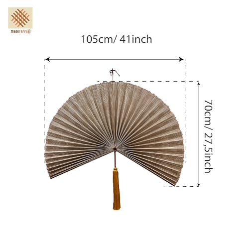 Madeterra S TT24 Decorative Folding Fans, Bamboo Fan Large Bamboo Fan Wall Art Hanging Decor Folding Fan 41 X 27.5 Inch thumb #2