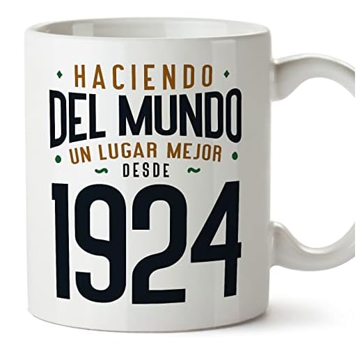 MUGFFINS Tazas 1924 Cumpleaños - En Español - Haciendo del Mundo un Lugar Mejor - 11 oz / 330 ml - Regalo original y divertido
