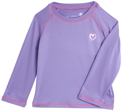 Image of Pink Platinum Girls Rash Guards - 2 Pack Quick Dry UPF50+ Sun Protection Beach Pool Long Sleeve Swim Shirt for Girls