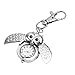 Produktbild Unisex Schlüsselbund Taschenuhr Analog Quarz Schlüsselanhänger Uhr Weinlese-große Augen-eulen-Vogel-Form-flip Open-anhänger-verzierung Für Handtaschen Silber 1pc