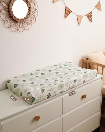 image for Blissful Diary Muslin Changing Pad Cover for Girls Boys, Ultra Soft Br