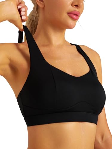 RUNNING GIRL Sports Bras for Women, Medium Support Molded Cup Sports Bras with Sewn in Pads Strappy Workout Yoga Bra3