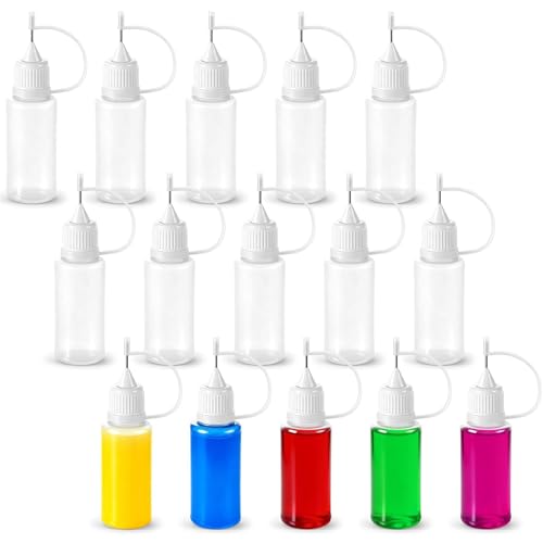 15 Pièces Flacon Pipette, 10ml Flacons Plastique, Flacon Souple, Bouteille de Colle Vide, Bouteille de Précision, avec Pointe D'aiguille, pour appliquer des colles,...