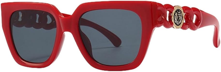 Fashion Square Woman Ssunglasses For Women Trendy Oversized Black Women's sunglasses Luxury Vintage Shades Eyewear UV400,Red