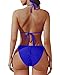 Pinup Fashion 3 Piece Swimsuits Women Blue Gradient 2026 Sexy Bathing Suit Bikini with Mesh Sheer Cover Up Set M
