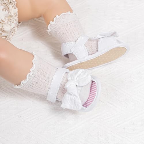 Image of Miamooi Infant Baby Girls Boys Sandals Summer Bowknot Crib Shoes Toddler Pu Leather Flower Soft Rubber Sole Dress Flats First Walker Shoes