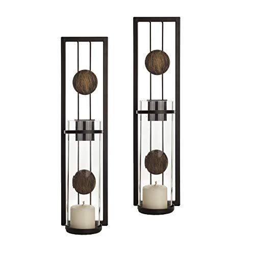 Danya B Set Of Two Wall Sconces, Metal Wall Décor, Antique-Style Metal Sconce For Home, Patio Or Office – Decorative Metal Wall Scone, Candle Holder, Real Or Battery Operated Candles #TOP2