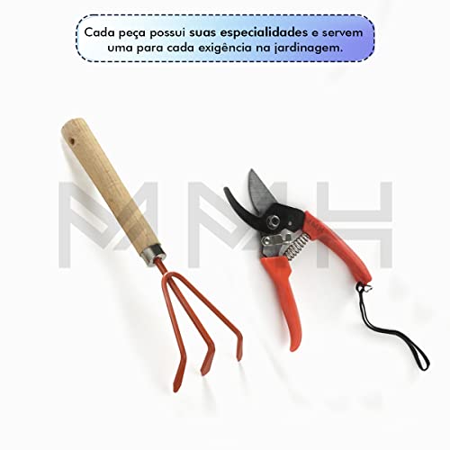 Kit Jardinagem Conjunto Com 4 Peças Cabo De Madeira + Luva