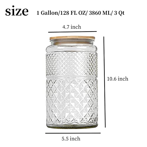 1 Gallon Cookie Jar, Wide Mouth Large Glass Jars With Bamboo Lid, Airtight Storage Food Kitchen Counter Containers For Candy, Flour, Oats, Coffee Bean, Pet Treats, Laundry Pods, Laundry Detergent #TOP3