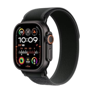 Apple Watch Ultra 2 GPS + Cellular • Caixa preta de titânio – 49 mm • Pulseira loop Trail preta – M/G