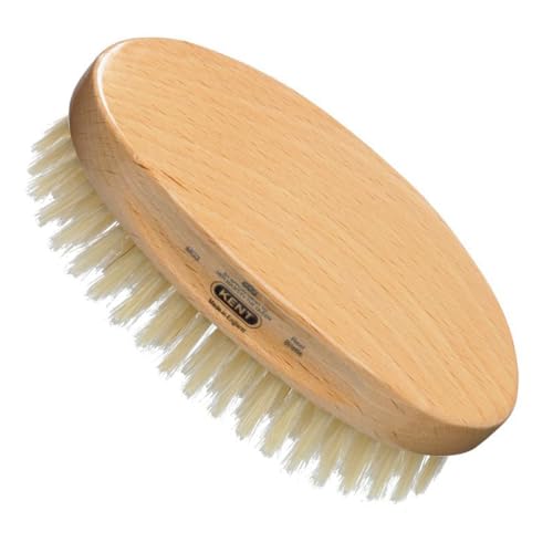 Kent MG3 Finest Men's Hair & Beard Brush for Skin Care - 100% Natural White Boar Bristle for Mens Grooming, Scalp Brush, 360 Wave, Beard and Mustache Straightener For Men's Hair Care