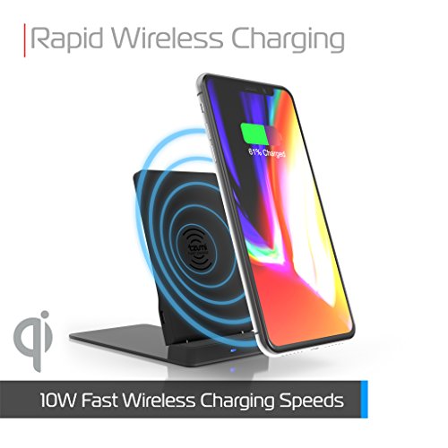 Tzumi Multi-Angle Folding Desktop Wireless Charging Pad– Qi Fast Wireless Charger For Iphone X, Iphone 8 And 8+ And Android Qi Devices With Dual Coils. Charges W/Usb Cable, Ac Adapter Not Included. #TOP1